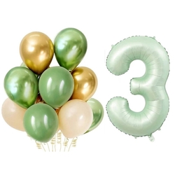 Retro Su Yeşili 3 Yaş Latex Balon Set - Parti Sürprizi