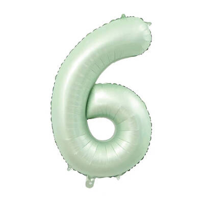 Retro Su Yeşili 6 Rakam Folyo Balon - 1