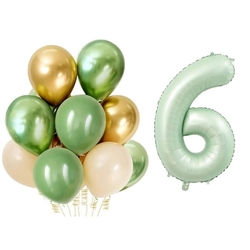 Retro Su Yeşili 6 Yaş Latex Balon Set - Parti Sürprizi