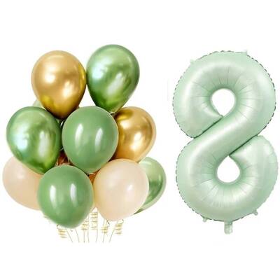 Retro Su Yeşili 8 Yaş Latex Balon Set - 1