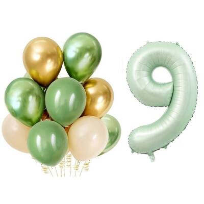 Retro Su Yeşili 9 Yaş Latex Balon Set - 1