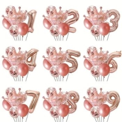 Roe Gold Taçlı 1 den 9 Rakam Balon Set - 1