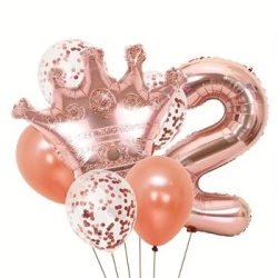 Roe Gold Taçlı 1 den 9 Rakam Balon Set - 3
