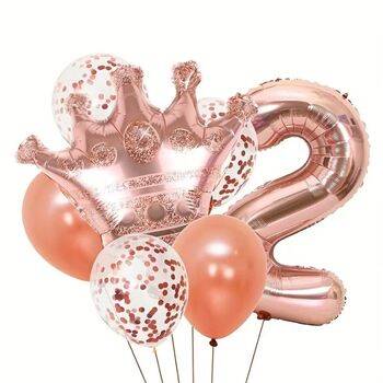 Roe Gold Taçlı 1 den 9 Rakam Balon Set - 3