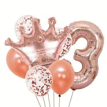 Roe Gold Taçlı 1 den 9 Rakam Balon Set - 4