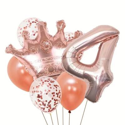 Roe Gold Taçlı 1 den 9 Rakam Balon Set - 5