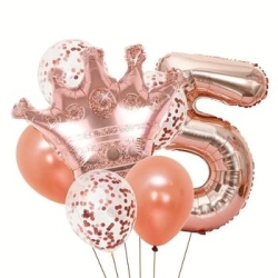 Roe Gold Taçlı 1 den 9 Rakam Balon Set - 6