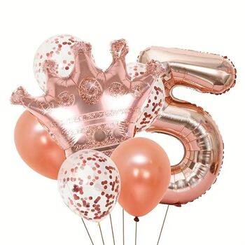 Roe Gold Taçlı 1 den 9 Rakam Balon Set - 6