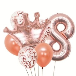 Roe Gold Taçlı 1 den 9 Rakam Balon Set - 9