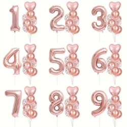 Rose Gold 1 den 9 Yaş Folyo Balon Set - 1