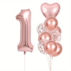Rose Gold 1 den 9 Yaş Folyo Balon Set - 2