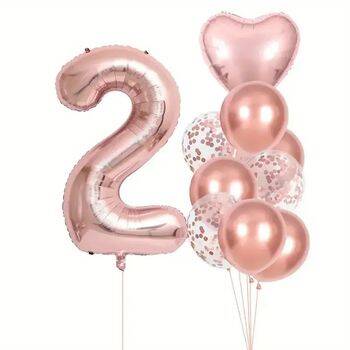 Rose Gold 1 den 9 Yaş Folyo Balon Set - 3