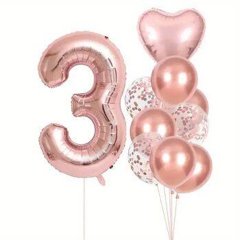 Rose Gold 1 den 9 Yaş Folyo Balon Set - 4