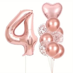 Rose Gold 1 den 9 Yaş Folyo Balon Set - 5