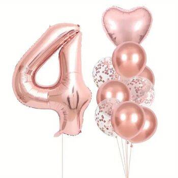 Rose Gold 1 den 9 Yaş Folyo Balon Set - 5