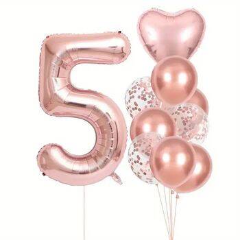 Rose Gold 1 den 9 Yaş Folyo Balon Set - 6