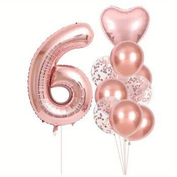 Rose Gold 1 den 9 Yaş Folyo Balon Set - 7