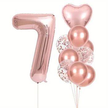 Rose Gold 1 den 9 Yaş Folyo Balon Set - 8