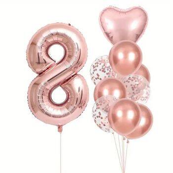Rose Gold 1 den 9 Yaş Folyo Balon Set - 9