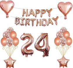 Rose Gold 24 Yaş Folyo Balon Set - Parti Sürprizi