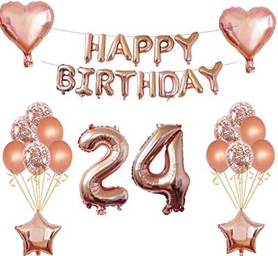 Rose Gold 24 Yaş Folyo Balon Set - 1