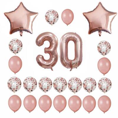 Rose Gold 30 Yaş Folyo Balon Set - 1