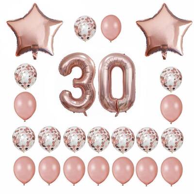 Rose Gold 30 Yaş Folyo Balon Set