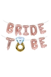 Rose gold Bride To Be Yüzüklü Folyo Balon Set - Parti Sürprizi