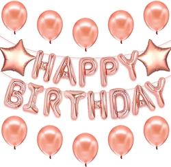 Rose Gold Happy Birthday Balon Set - Parti Sürprizi