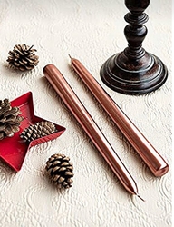 Rose Gold Metalik Parlak 2 li Şamdan Uzun Mum - Parti Sürprizi