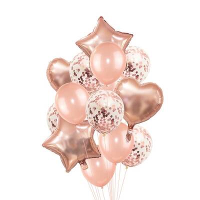 Rose Gold Yıldız Folyo Balon Set - 1