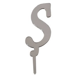 Ş Harf Aynalı Gümüş Renk Pleksi 7 cm - Parti Sürprizi