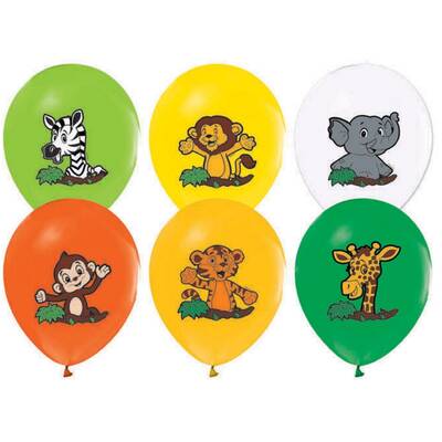 Safari Hayvanları Baskılı Latex Balon 10 Adet - 1