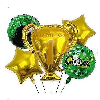 Şampiyon Kupası Yeşil Futbol Topu Folyo Balon Set - 1
