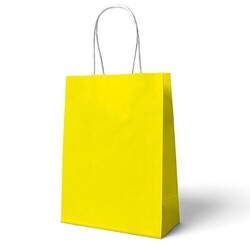 Sarı Büküm Saplı 6 Adet Hediye Çantası 22 x 24 cm - Parti Sürprizi