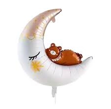 Sevimli Ayıcıklı Ay Şekilli Folyo Balon 1 Adet - Parti Sürprizi