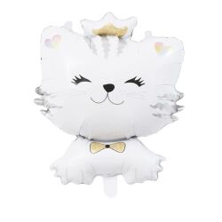 Sevimli Beyaz Kedi Folyo Balon 1 Adet - Parti Sürprizi