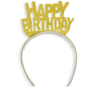 Simli Altın Happy Birthday Taç - 1