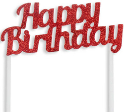 Simli Kırmızı Happy Birthday Çubuklu Yazı - Parti Sürprizi