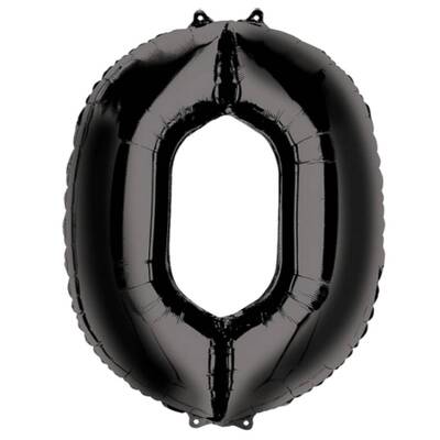 Siyah 0 Rakam Folyo Balon 100 cm 1 Adet - 1