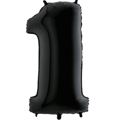Siyah 1 Rakam Folyo Balon 100 cm 1 Adet - Parti Sürprizi