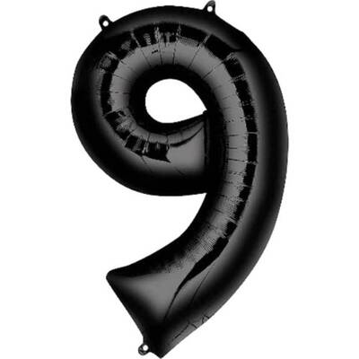 Siyah 9 Rakam Folyo Balon 100 cm 1 Adet - 1