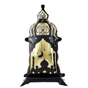 Siyah Ayaklı Fener Şekilli Folyo Balon 1 Adet - 1