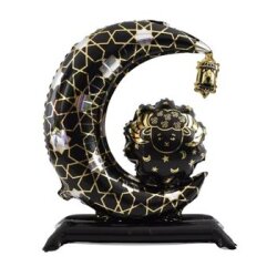 Siyah Ayaklı Hilal Şekilli Folyo Balon 1 Adet - Parti Sürprizi