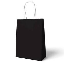 Siyah Büküm Saplı 6 Adet Hediye Çantası 22 x 24 cm - 1
