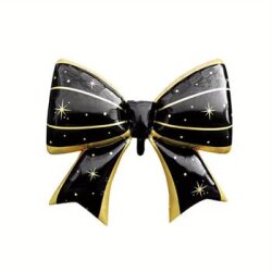 Siyah Gold Fiyonk Şekilli Folyo Balon 1 Adet - Parti Sürprizi