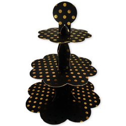 Siyah Gold Puantiyeli Cupcake Standı - Parti Sürprizi