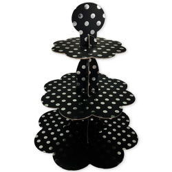Siyah Gümüş Puantiyeli Cupcake Standı - Parti Sürprizi