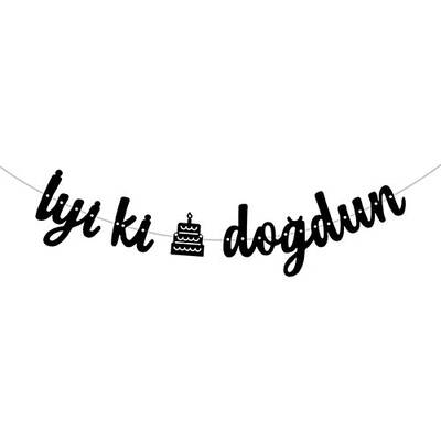 Siyah İyi Ki Doğdun Kaligrafi Banner 1 Adet - 1