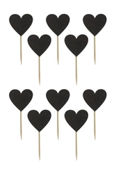 Siyah Simli Kalp Eva Kürdan 12 Adet - Parti Sürprizi